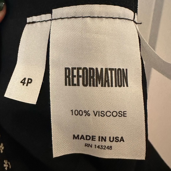 Reformation Jumpsuit (mini-floral black and white). Size 4 Petite - Picture 2 of 3